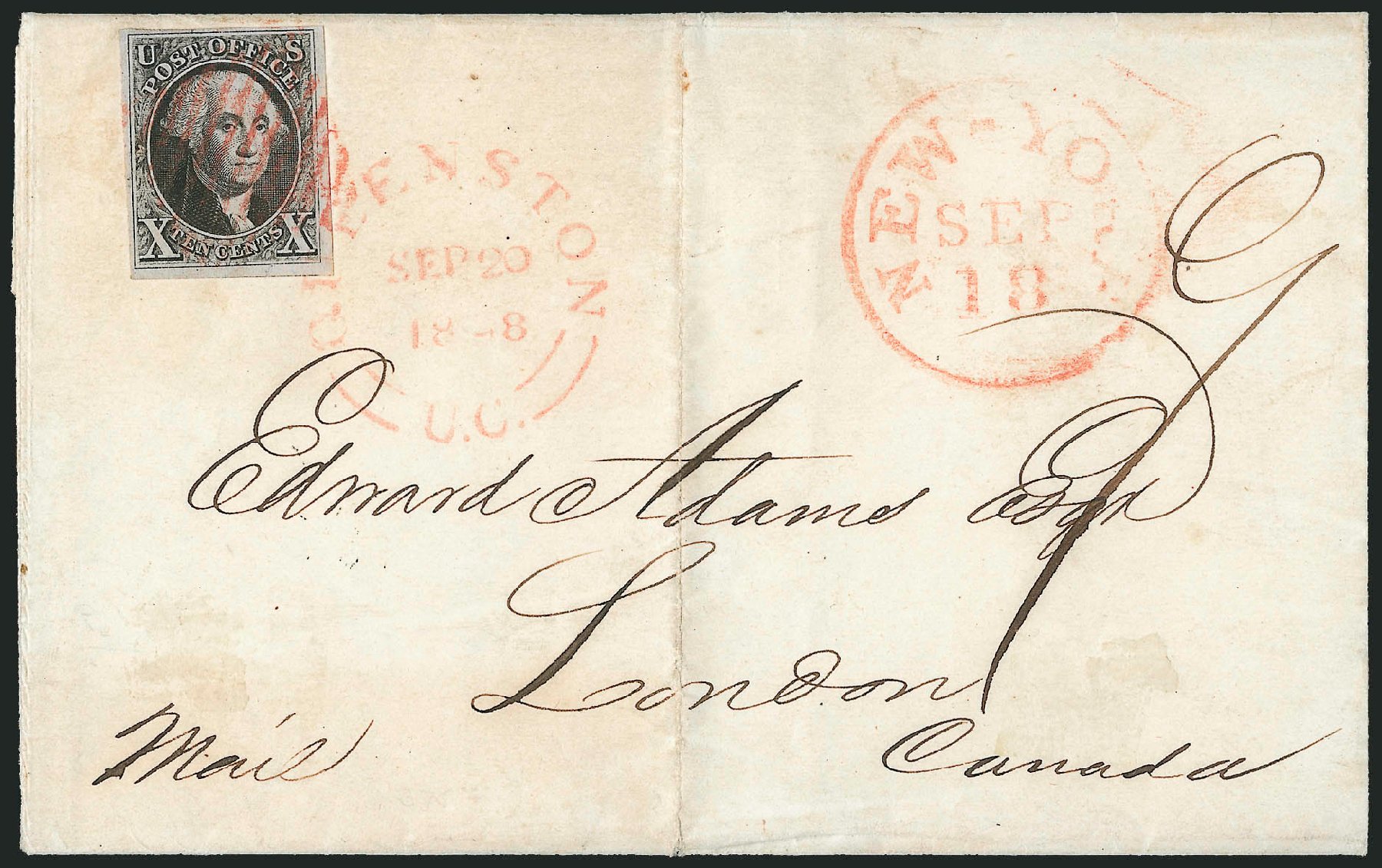 US Stamp Values Scott Catalogue # 2: 1847 10c Franklin. Robert Siegel Auction Galleries, Apr 2012, Sale 1023, Lot 2460