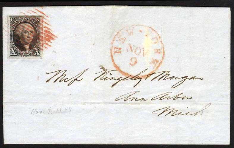 Prices of US Stamps Scott Cat. 2 - 10c 1847 Franklin. Cherrystone Auctions, May 2008, Sale 200805, Lot 31