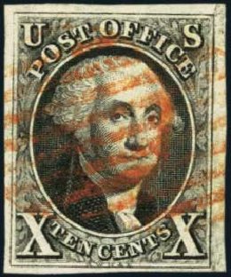 US Stamp Values Scott Catalog 2 - 10c 1847 Franklin. Harmer-Schau Auction Galleries, Aug 2012, Sale 94, Lot 971