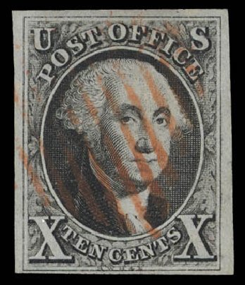 Cost of US Stamps Scott 2: 1847 10c Franklin. Daniel Kelleher Auctions, Feb 2013, Sale 634, Lot 601
