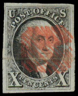 US Stamps Prices Scott 2: 1847 10c Franklin. Daniel Kelleher Auctions, May 2014, Sale 652, Lot 51