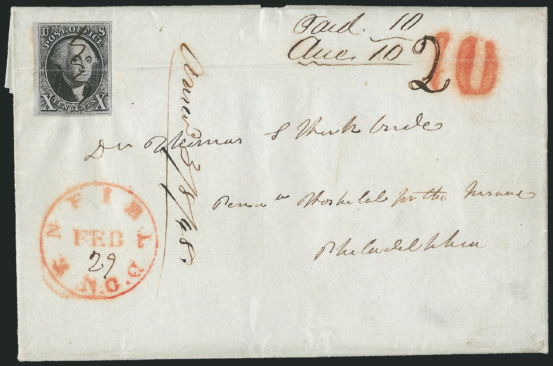 Price of US Stamps Scott #2: 1847 10c Franklin. Robert Siegel Auction Galleries, Apr 2012, Sale 1023, Lot 2341