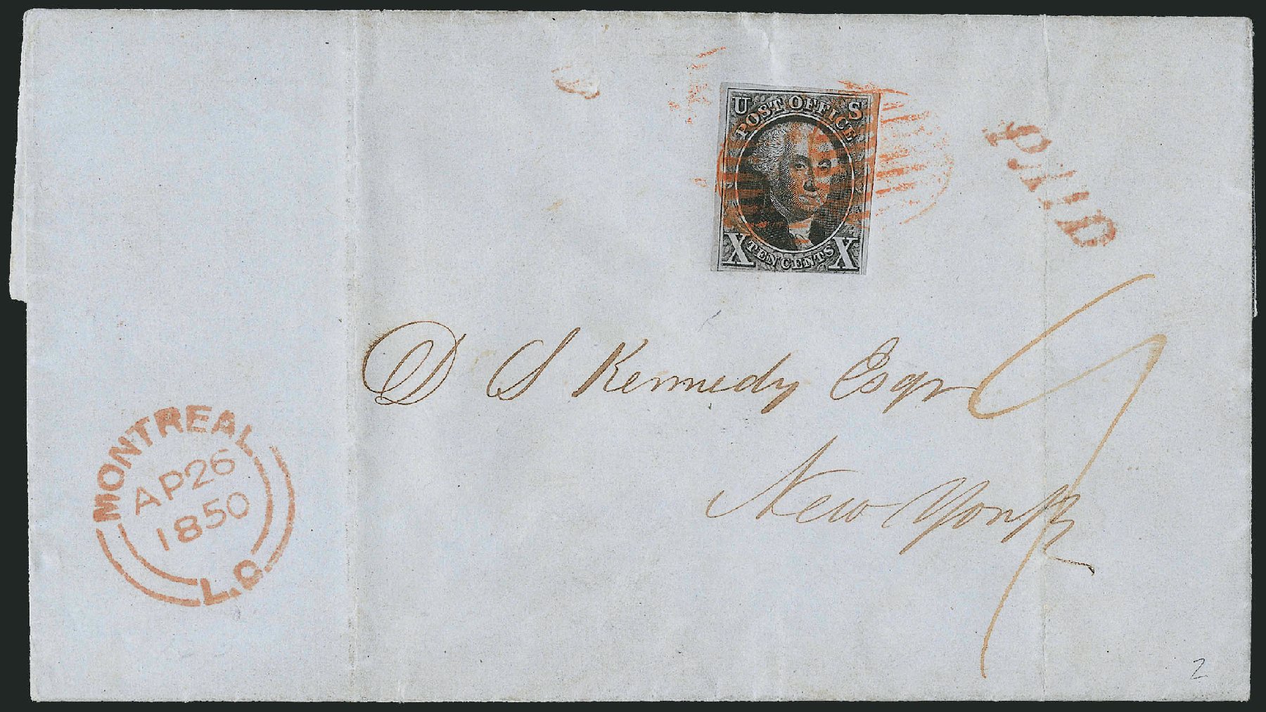 Costs of US Stamp Scott Catalogue #2 - 1847 10c Franklin. Robert Siegel Auction Galleries, Apr 2012, Sale 1023, Lot 2471