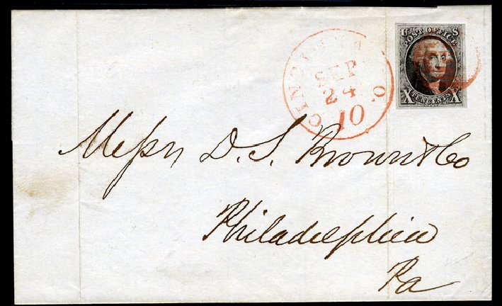 US Stamp Values Scott Cat. 2 - 1847 10c Franklin. Cherrystone Auctions, Nov 2008, Sale 200811, Lot 1004