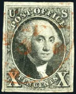 US Stamp Values Scott # 2 - 10c 1847 Franklin. Harmer-Schau Auction Galleries, Oct 2008, Sale 79, Lot 14