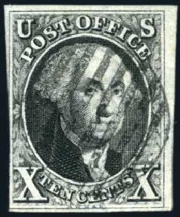 US Stamp Value Scott # 2: 1847 10c Franklin. Harmer-Schau Auction Galleries, Aug 2011, Sale 90, Lot 1044