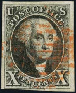 US Stamps Values Scott #2: 1847 10c Franklin. Harmer-Schau Auction Galleries, Oct 2011, Sale 91, Lot 164