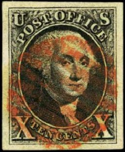 US Stamps Values Scott Cat. 2 - 1847 10c Franklin. Harmer-Schau Auction Galleries, Feb 2012, Sale 92, Lot 754