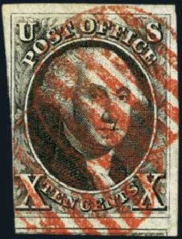 US Stamp Prices Scott Cat. 2 - 10c 1847 Franklin. Harmer-Schau Auction Galleries, Jan 2013, Sale 96, Lot 384