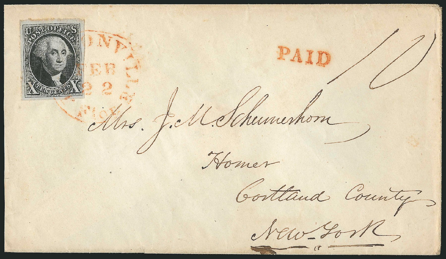 Price of US Stamp Scott Catalogue #2 - 10c 1847 Franklin. Robert Siegel Auction Galleries, Nov 2014, Sale 1084, Lot 3014