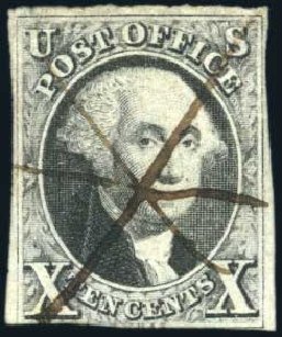 Price of US Stamps Scott Catalogue # 2 - 1847 10c Franklin. Harmer-Schau Auction Galleries, Aug 2011, Sale 90, Lot 1045