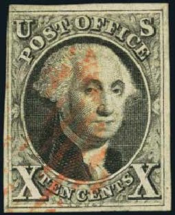 Cost of US Stamp Scott Catalogue 2 - 10c 1847 Franklin. Harmer-Schau Auction Galleries, Oct 2011, Sale 91, Lot 165