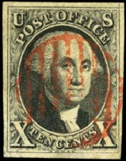 Values of US Stamp Scott Cat. # 2 - 1847 10c Franklin. Harmer-Schau Auction Galleries, Feb 2012, Sale 92, Lot 755