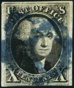 US Stamp Prices Scott Cat. 2: 1847 10c Franklin. Harmer-Schau Auction Galleries, Aug 2012, Sale 94, Lot 975