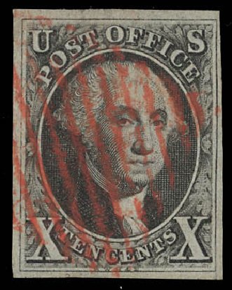 Values of US Stamps Scott Cat. # 2 - 1847 10c Franklin. Daniel Kelleher Auctions, Feb 2013, Sale 634, Lot 745