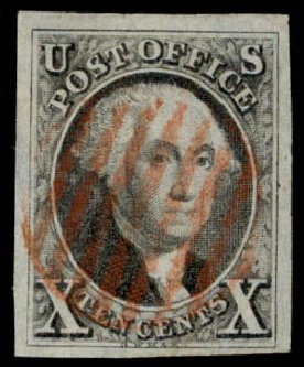 Value of US Stamp Scott Catalog 2 - 1847 10c Franklin. Daniel Kelleher Auctions, Sep 2013, Sale 639, Lot 3085