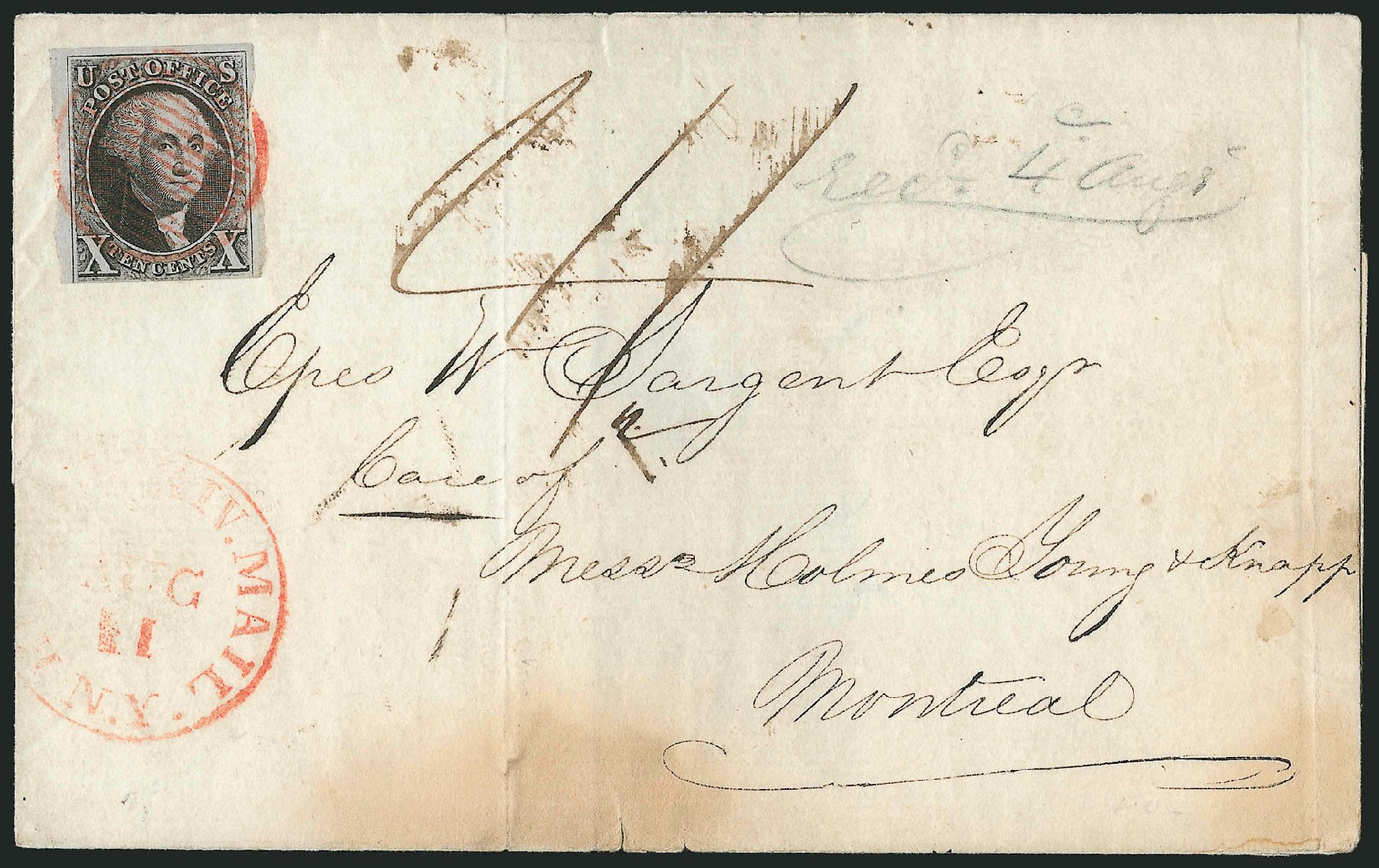 Costs of US Stamp Scott Cat. #2: 1847 10c Franklin. Robert Siegel Auction Galleries, Apr 2012, Sale 1023, Lot 2455