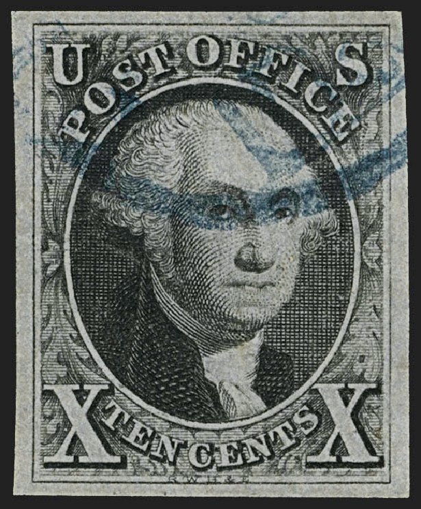 US Stamp Values Scott Catalogue 2: 10c 1847 Franklin. Robert Siegel Auction Galleries, Jul 2015, Sale 1107, Lot 35