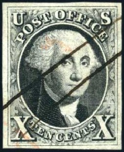 US Stamp Values Scott Cat. 2: 1847 10c Franklin. Harmer-Schau Auction Galleries, Mar 2011, Sale 89, Lot 82