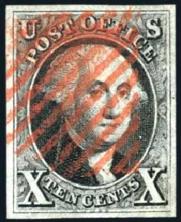Values of US Stamp Scott 2 - 10c 1847 Franklin. Harmer-Schau Auction Galleries, Aug 2011, Sale 90, Lot 1042