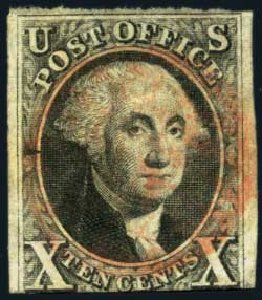 Value of US Stamps Scott Catalog 2 - 1847 10c Franklin. Harmer-Schau Auction Galleries, May 2012, Sale 93, Lot 242