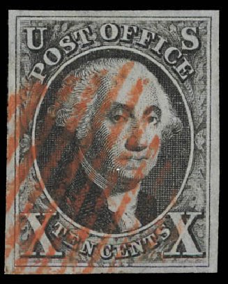 Values of US Stamp Scott # 2 - 1847 10c Franklin. Daniel Kelleher Auctions, Feb 2013, Sale 634, Lot 802