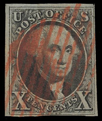Costs of US Stamps Scott Cat. 2 - 1847 10c Franklin. Daniel Kelleher Auctions, Feb 2013, Sale 634, Lot 812