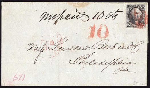 Value of US Stamp Scott Catalog #2 - 10c 1847 Franklin. Spink Shreves Galleries, Jan 2014, Sale 146, Lot 142