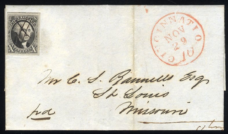 Values of US Stamps Scott #2 - 10c 1847 Franklin. Cherrystone Auctions, Jan 2015, Sale 201501, Lot 33