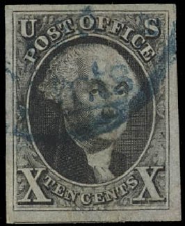 Values of US Stamps Scott Catalog 2 - 10c 1847 Franklin. Daniel Kelleher Auctions, Jul 2011, Sale 625, Lot 626