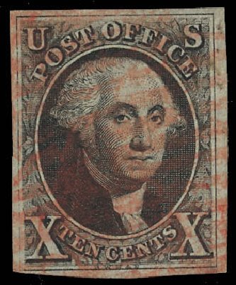 US Stamps Prices Scott Cat. 2: 1847 10c Franklin. Daniel Kelleher Auctions, Feb 2013, Sale 634, Lot 596