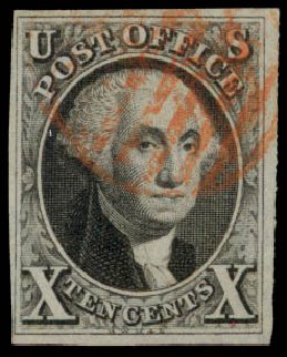 US Stamps Values Scott Catalogue 2: 1847 10c Franklin. Daniel Kelleher Auctions, Sep 2013, Sale 639, Lot 3086