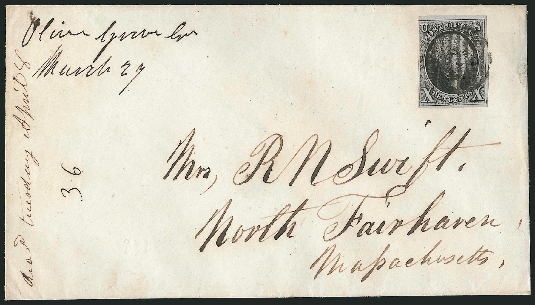 US Stamp Prices Scott #2: 1847 10c Franklin. Robert Siegel Auction Galleries, Apr 2012, Sale 1023, Lot 2346