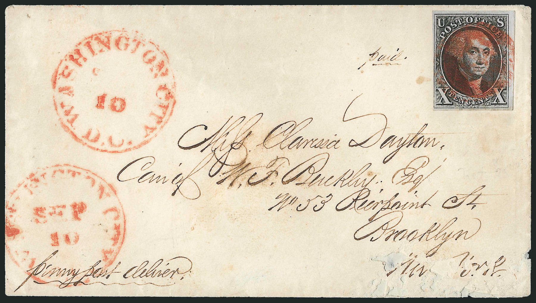 Value of US Stamps Scott Catalogue 2 - 1847 10c Franklin. Robert Siegel Auction Galleries, Apr 2012, Sale 1023, Lot 2396
