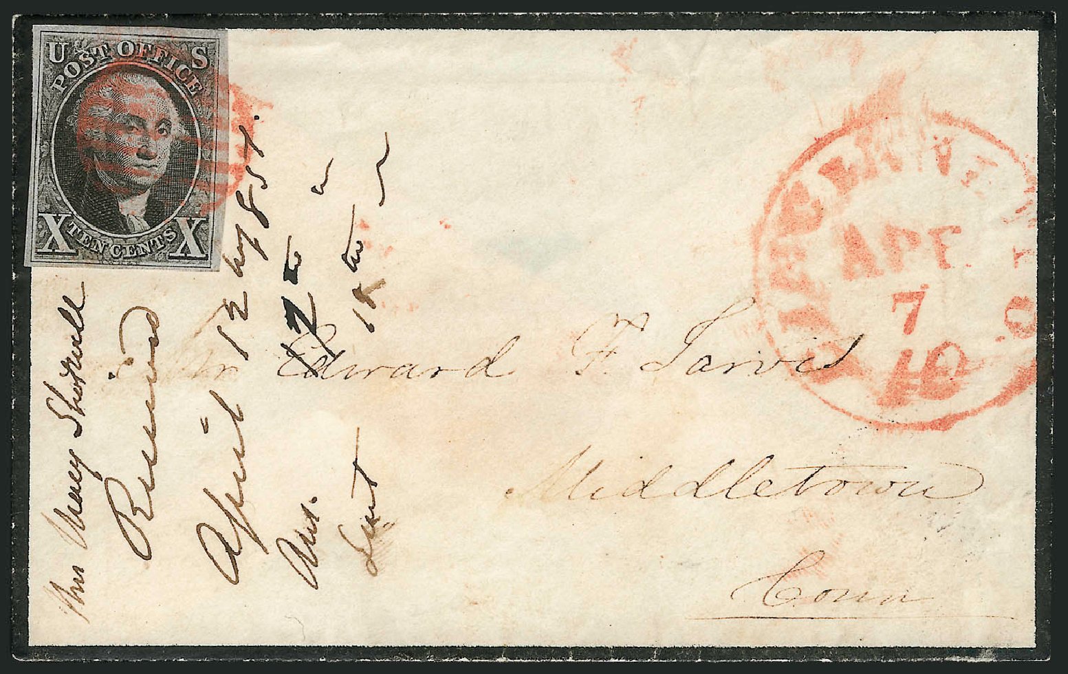 Cost of US Stamps Scott Cat. 2 - 10c 1847 Franklin. Robert Siegel Auction Galleries, Apr 2012, Sale 1023, Lot 2426