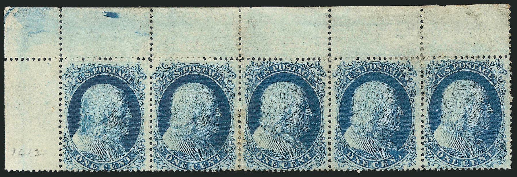 Value of US Stamp Scott Catalogue # 20 - 1857 1c Franklin. Robert Siegel Auction Galleries, Mar 2011, Sale 1006, Lot 1567