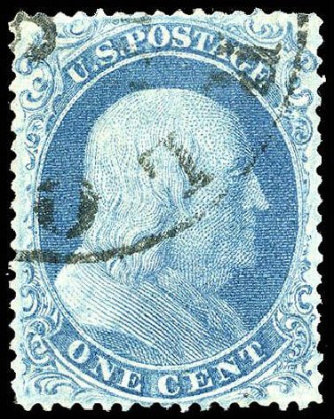 US Stamps Price Scott #20 - 1c 1857 Franklin. Matthew Bennett International, Apr 2008, Sale 326, Lot 48