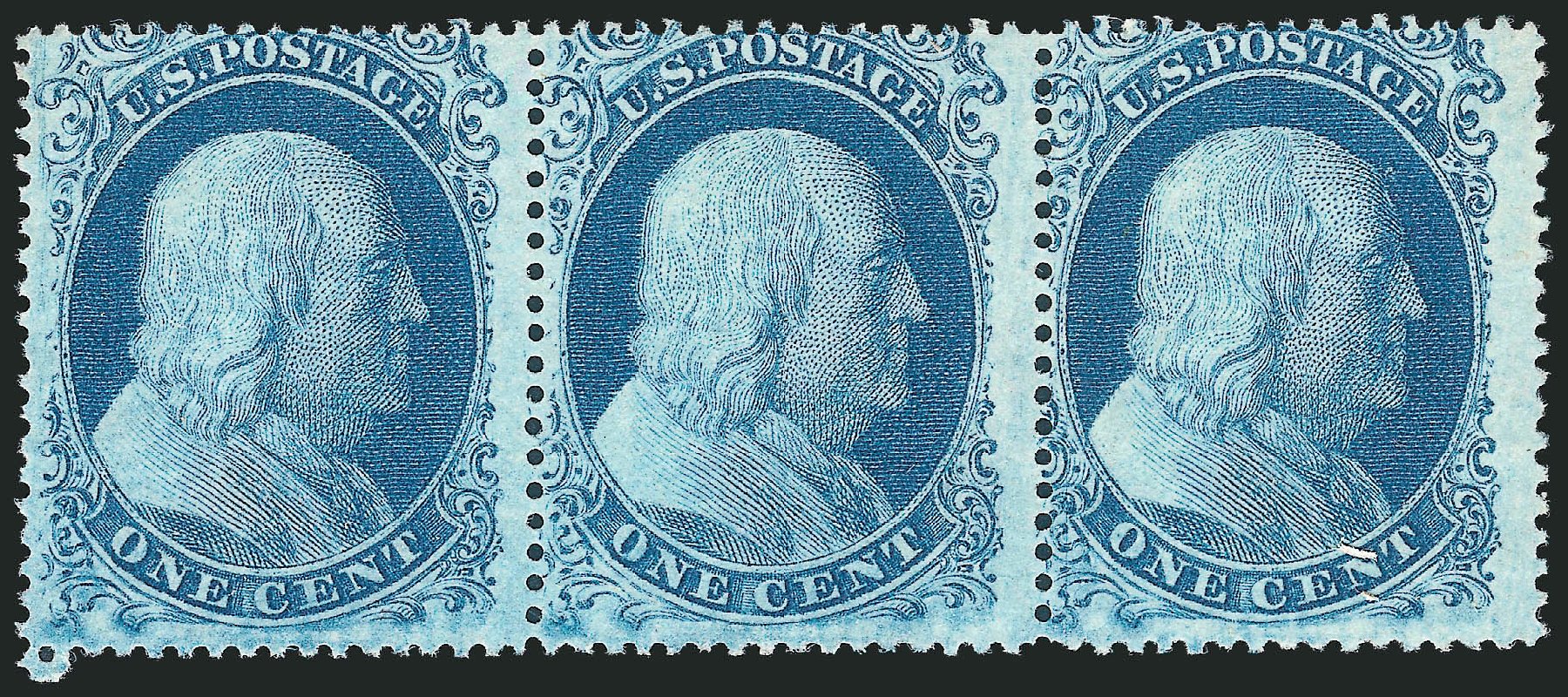 US Stamps Prices Scott Cat. #20 - 1c 1857 Franklin. Robert Siegel Auction Galleries, Mar 2011, Sale 1006, Lot 1569