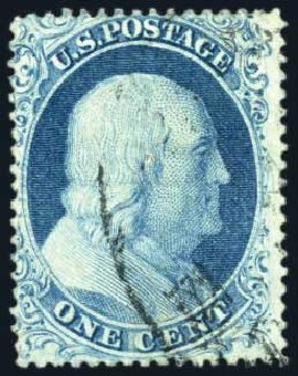 Prices of US Stamps Scott Catalogue # 20 - 1c 1857 Franklin. Harmer-Schau Auction Galleries, Jul 2010, Sale 86, Lot 334