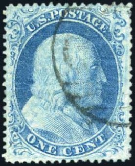 Prices of US Stamp Scott Catalogue 20 - 1857 1c Franklin. Harmer-Schau Auction Galleries, Mar 2011, Sale 89, Lot 95