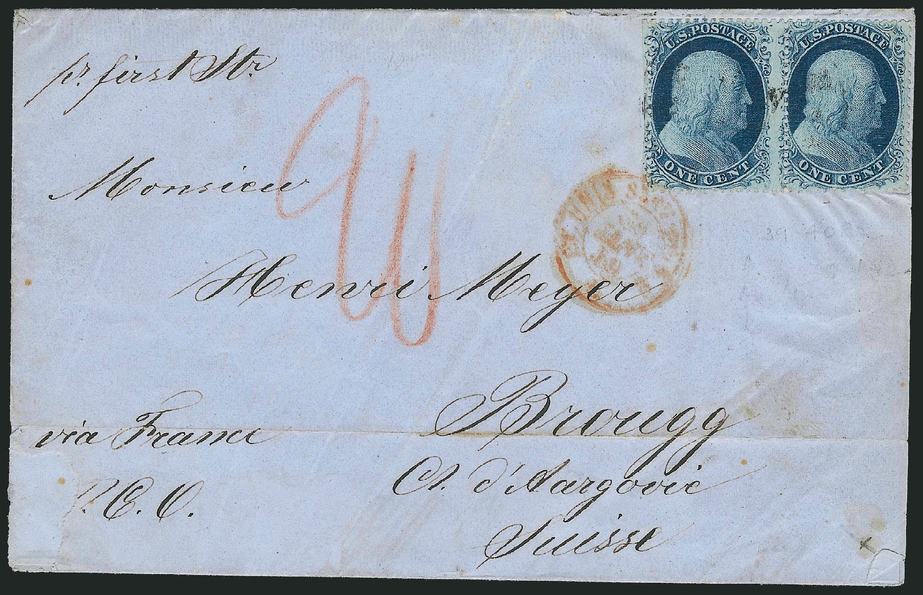 US Stamp Price Scott Cat. # 20: 1c 1857 Franklin. Robert Siegel Auction Galleries, Mar 2011, Sale 1006, Lot 1085