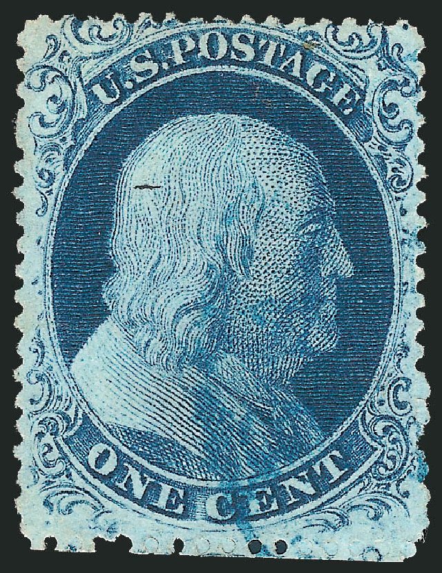 US Stamps Prices Scott #20 - 1857 1c Franklin. Robert Siegel Auction Galleries, Mar 2011, Sale 1006, Lot 1135