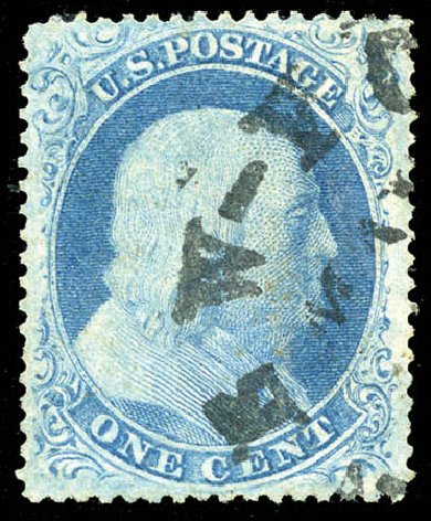 Prices of US Stamp Scott Catalog 20 - 1857 1c Franklin. Matthew Bennett International, Mar 2012, Sale 344, Lot 4222