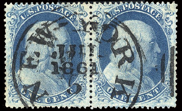 US Stamps Price Scott Cat. 20 - 1c 1857 Franklin. Cherrystone Auctions, Feb 2011, Sale 201102, Lot 16