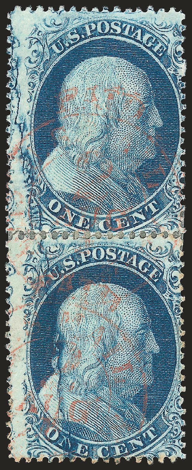 Price of US Stamps Scott Catalog 20: 1857 1c Franklin. Robert Siegel Auction Galleries, Apr 2010, Sale 984, Lot 116