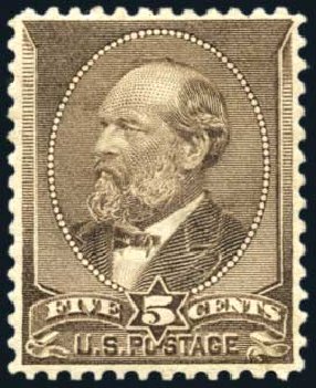 Value of US Stamp Scott Catalog 205 - 1882 5c Garfield. Harmer-Schau Auction Galleries, Feb 2009, Sale 80, Lot 1177