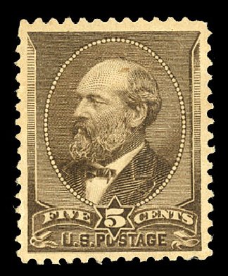 Price of US Stamps Scott Catalogue 205: 1882 5c Garfield. Cherrystone Auctions, Nov 2014, Sale 201411, Lot 28