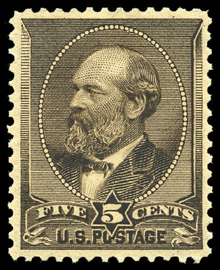 US Stamp Prices Scott Cat. 205: 5c 1882 Garfield. Matthew Bennett International, May 2014, Sale 350, Lot 310