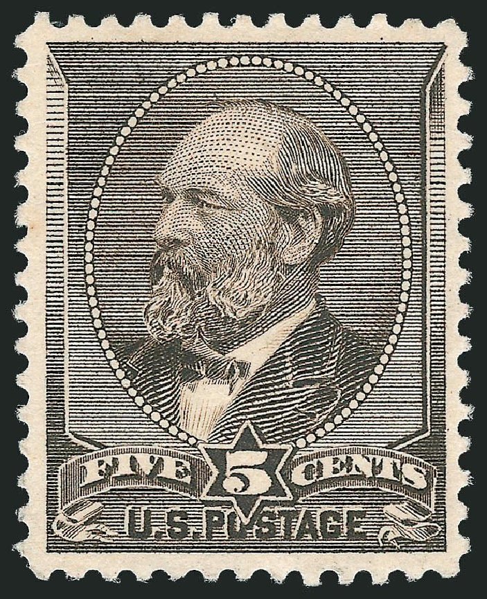 US Stamp Values Scott Catalog # 205 - 5c 1882 Garfield. Robert Siegel Auction Galleries, Dec 2014, Sale 1090, Lot 1354