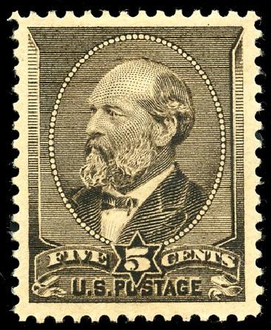 US Stamp Values Scott Cat. 205 - 5c 1882 Garfield. Matthew Bennett International, May 2008, Sale 327, Lot 205